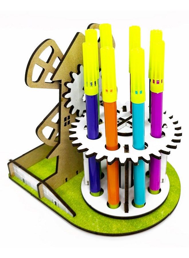 فنفينشين حامل أقلام DIY على شكل طاحونة هوائية من Funvention، منظم مكتب ميكانيكي للأطفال من سن 4 سنوات فما فوق، أحجية ثلاثية الأبعاد، فنون وحرف يدوية - Image 5
