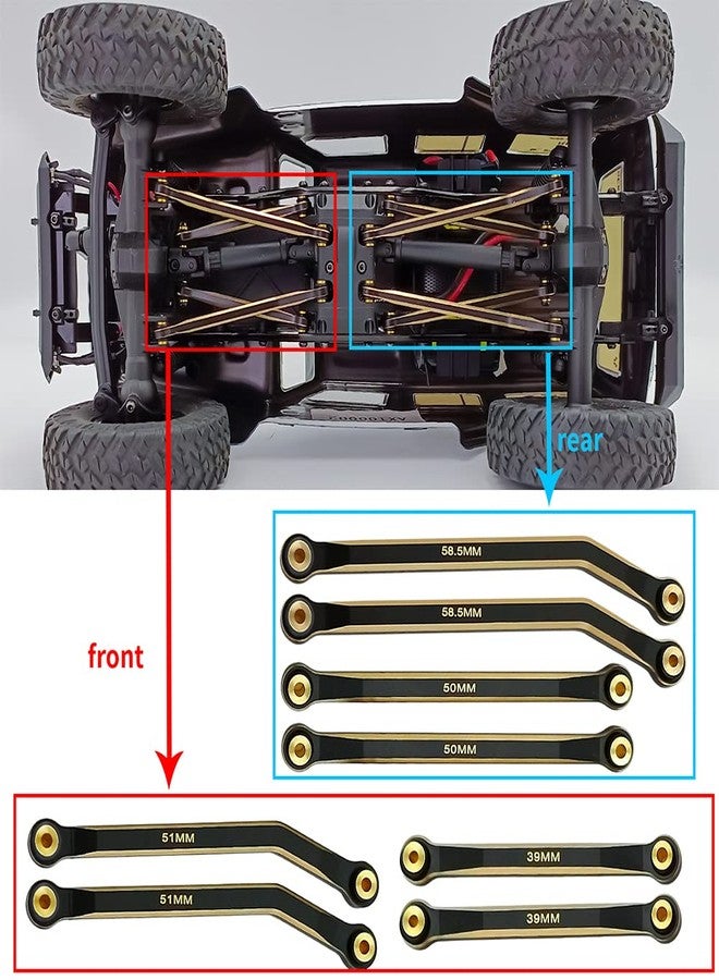 RCLIONS Higher Extra Clearance RC Links Linkage Set for 1/24th Axial SCX24 Bronco C10 JLU CRC RC Crawler Car Upgrades Parts (Black) - Image 3