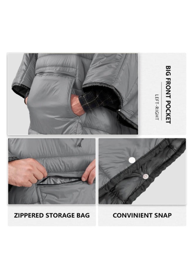 CHIYLE Outdoor Camping Poncho Blanket with Insulation Material, Ultralight Water-Resistant Warm Blanket, Perfect for Camping, Hiking, Stadium and Outdoor Activities – Grey - Image 5