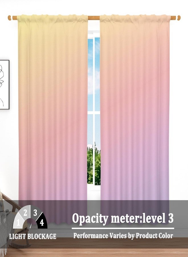 Renaiss 42 x 63 Inch Pink Ombre Blackout Curtains for Girls Bedroom Gradient Light Filter Thermal Insulated Rod Pocket Window Teatment Drapes for Living Room Breathable Linen Fabric 2 Panels - Image 2