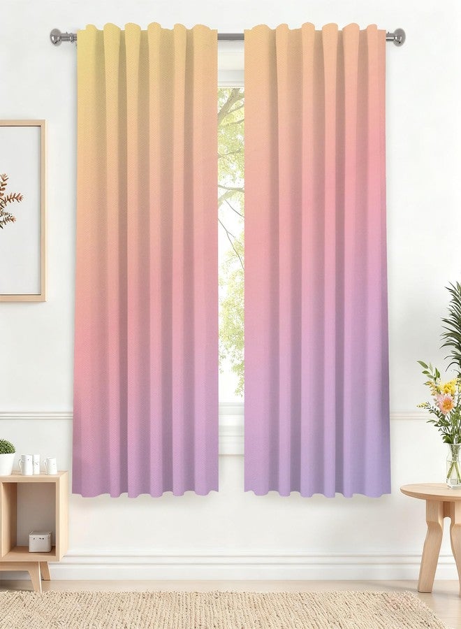 Renaiss 42 x 63 Inch Pink Ombre Blackout Curtains for Girls Bedroom Gradient Light Filter Thermal Insulated Rod Pocket Window Teatment Drapes for Living Room Breathable Linen Fabric 2 Panels - Image 1