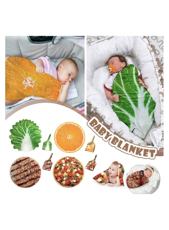 Baby Wrap Blanket Cabbage Leaf Baby Swaddle Blanket Super Soft Comfort Blanket Newborn Soft Plush Flannel Blanket with Cabbage Hat Essential Children Clothing for Home Office Travel  - Image 3