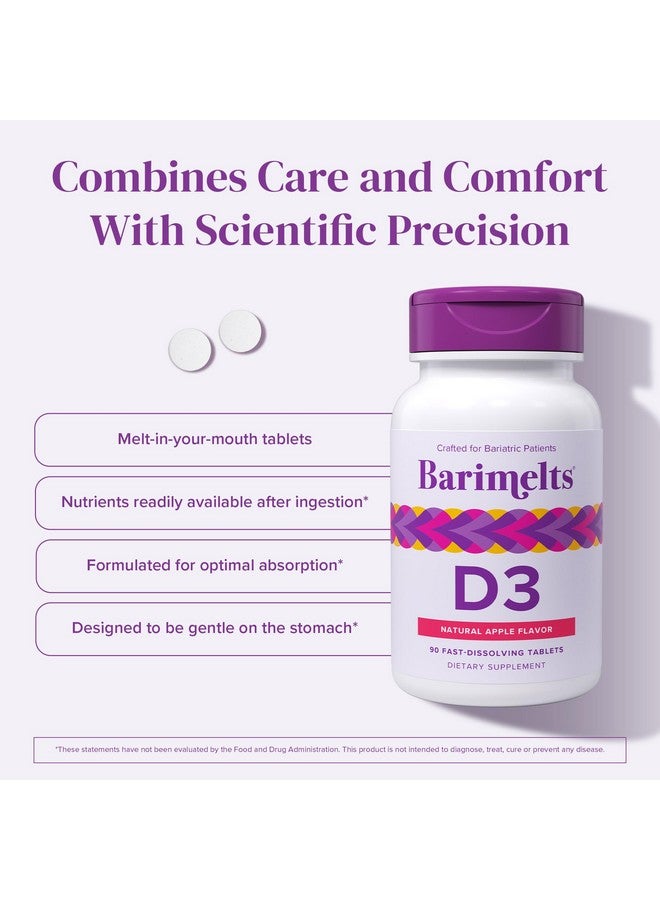 BariMelts Vitamin D3 5000 IU, 90 Fast-Dissolving Tablets (3-Month Supply), Bariatric Vitamins for Women, Natural Apple Flavor - Image 4