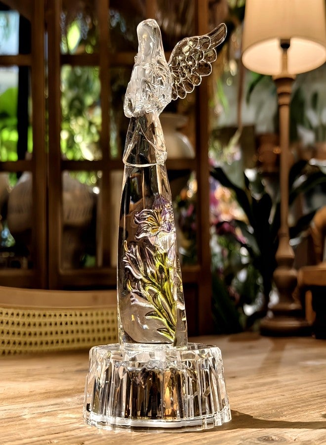 DARMOMOON Acrylic Praying Angel Flower Fairy Figurine Statue Sculpture Figurine LED Lighted Home Table Desk Decorative Ornament - Image 2