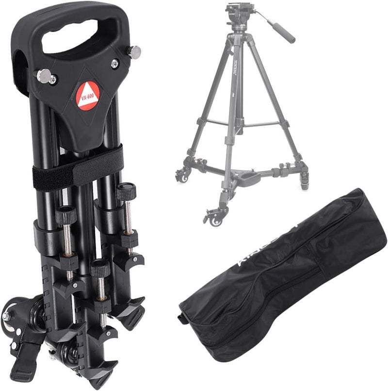 Serounder VX-600 دوللي ثلاثي القوائم قابل للطي مع 3 عجلات قفل على المسار، قاعدة قابلة للتعديل وحقيبة تخزين، متوافق مع معظم الحوامل، حامل ضوء لكاميرات الفيديو والتصوير الفوتوغرافي - Image 1
