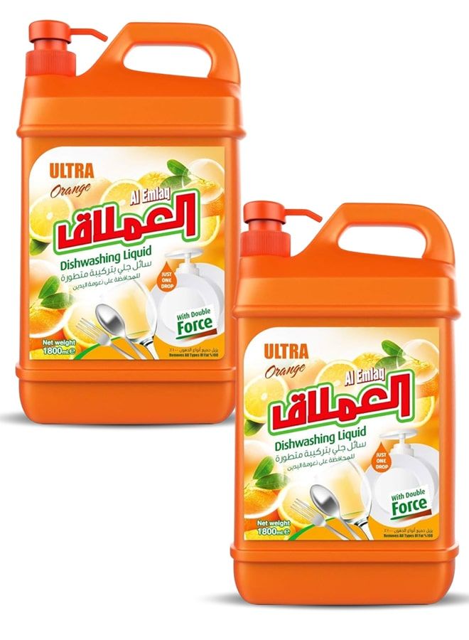 العملاق سائل غسيل الأطباق ألترا، برتقالي، 2 × 1800 مل - Image 2