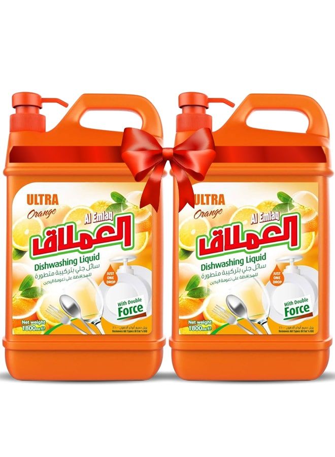 العملاق سائل غسيل الأطباق ألترا، برتقالي، 2 × 1800 مل - Image 1