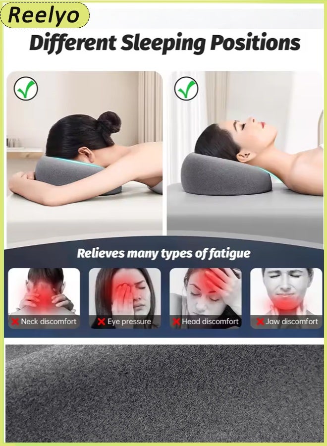 ريليو وسادة وجه مريحة، وسادة نوم محمولة للمكتب، وسادة رقبة قابلة للارتداد، وسادة مكتب للطلاب، وسادة دعم للرقبة والرأس على شكل حرف U، وسادة دعم من إسفنج الذاكرة، وسادة تدليك للخصر بطيئة الارتداد، وسادة وجه مريحة للذراعين، وسادة رقبة مريحة من إسفنج الذاكرة للنوم على الجانب أو الظهر أو البطن مع غطاء قابل للغسل، مناسبة للمنزل والمكتب والمكتبة والسفر بالطائرة أو السيارة أو القطار أو الحافلة أو أثناء استراحة الغداء أو في المنتجع الصحي أو الصالون، للبالغين والأطفال، رمادي - Image 5