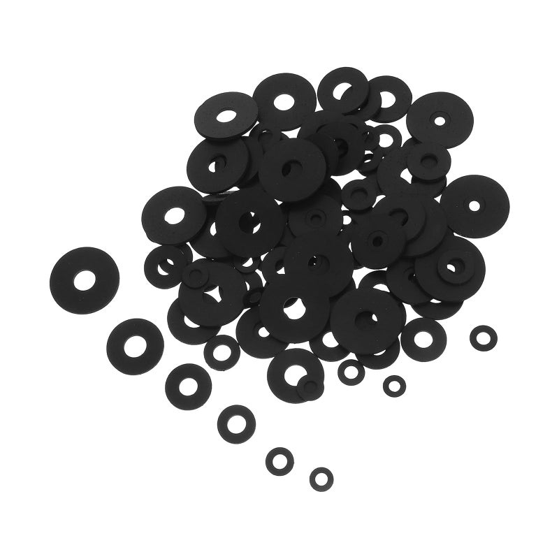 120Pcs Heavy Duty Smooth Black Rubber Washers Vibration Suppression Grommets for Screws - Image 2