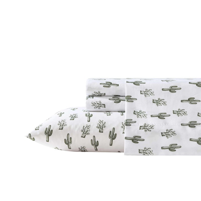 Wrangler Queen Size Sheet Set Soft Microfiber Bedding with Matching Pillowcases Fully Elastic Fitted Sheet Deep Pocket Western Style Room Decor Lightweight AllSeason Comfort Cacti Green - Image 2