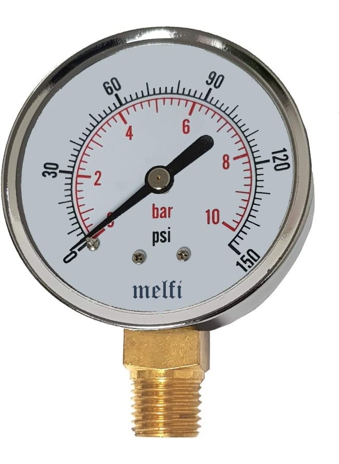melfi Melfi 4-Inch Dial Pressure Gauge â€“ Accurate, Vibration-Resistant Gauge for Water, Oil, Air & HVAC Systems â€“ Ideal for Industrial & Professional Use (10 BAR)  - Image 1