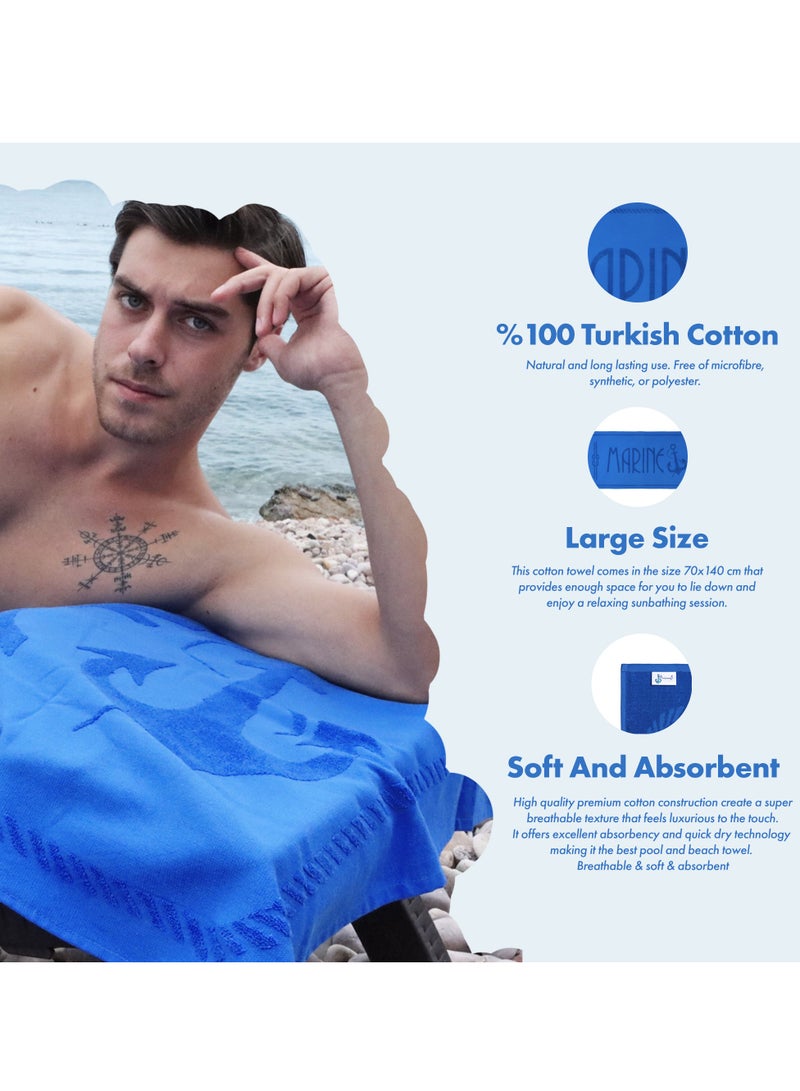 أنيموس أنكور ديزاين 100٪ منشفة شاطئ قطنية تركية لون أزرق 70x140 سم  - Image 3