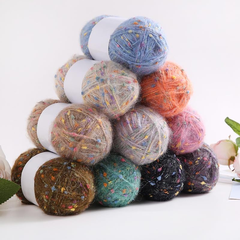 50g/roll Colorful Dots Mohair Yarns Soft Thread DIY Hand Knitted Crochet Woven for Scarf Shawl Crafts，I - Image 4