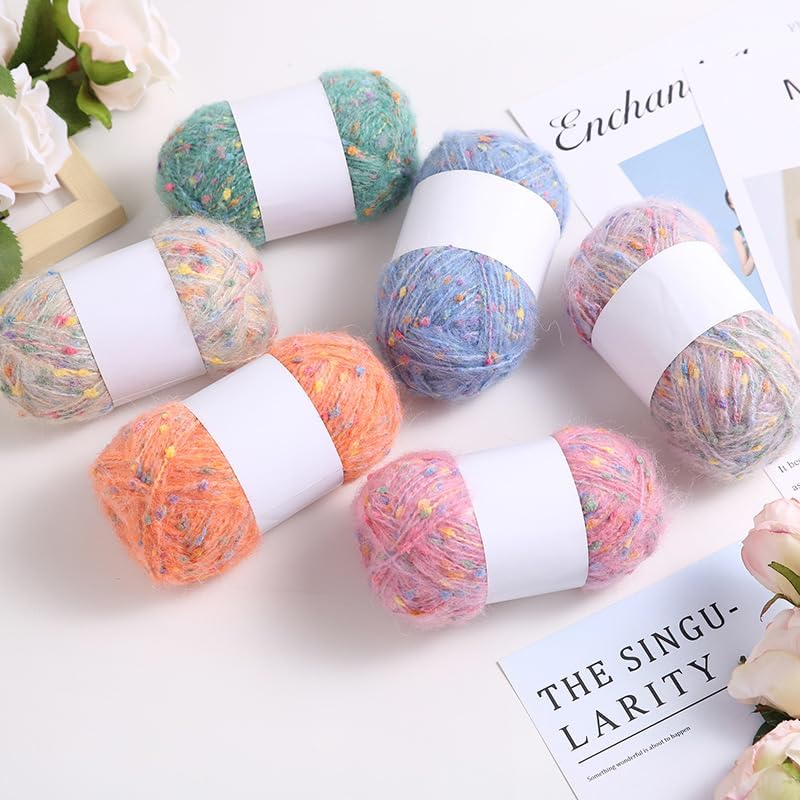 50g/roll Colorful Dots Mohair Yarns Soft Thread DIY Hand Knitted Crochet Woven for Scarf Shawl Crafts，I - Image 2