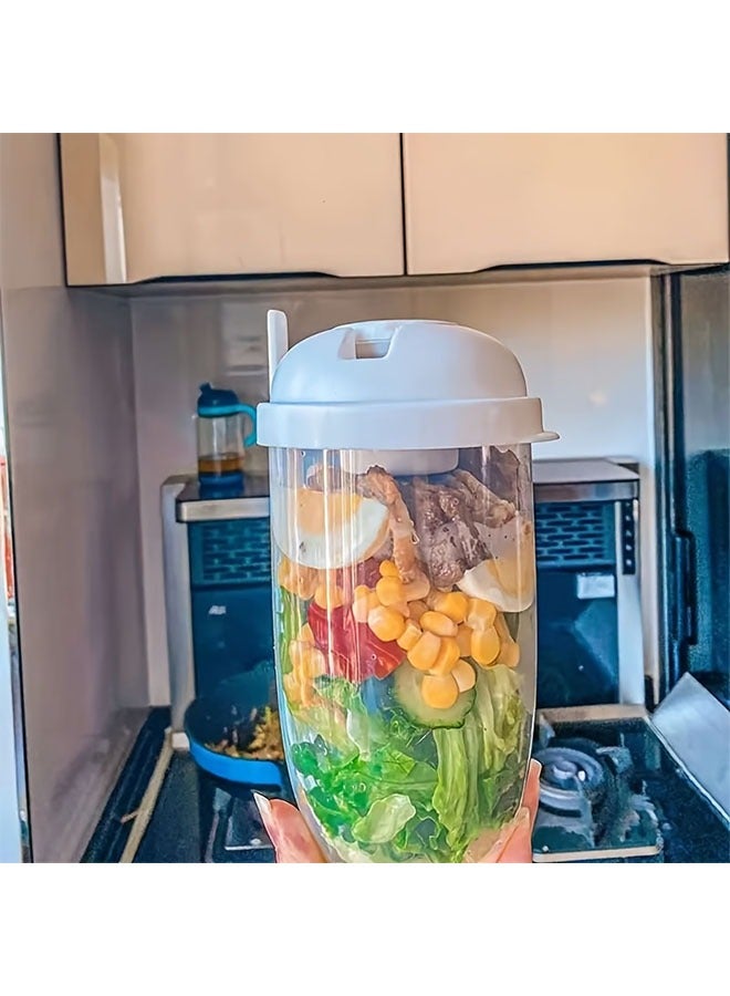 HOMESTAR 1pc, Salad Cup, Salad Shaker, Plastic Healthy Salad Container (with Fork), Salad Dressing Rack, Picnic Lunch Breakfast Salad Cup, Kitchen Supplies, Kitchen Gadgets, Back To School Supplies 1000ml - Image 3