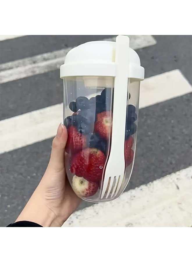 HOMESTAR 1pc, Salad Cup, Salad Shaker, Plastic Healthy Salad Container (with Fork), Salad Dressing Rack, Picnic Lunch Breakfast Salad Cup, Kitchen Supplies, Kitchen Gadgets, Back To School Supplies 1000ml - Image 1