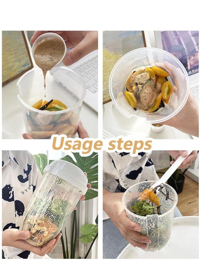 HOMESTAR 1pc, Salad Cup, Salad Shaker, Plastic Healthy Salad Container (with Fork), Salad Dressing Rack, Picnic Lunch Breakfast Salad Cup, Kitchen Supplies, Kitchen Gadgets, Back To School Supplies 1000ml - Image 5