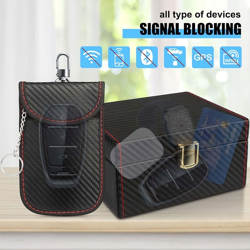 Faraday Box With 2 Faraday Pouches RFID Signal Blocker Set for Car Keys Key Fob Protector Includes Box Green Bag And Blue Pack - Image 3