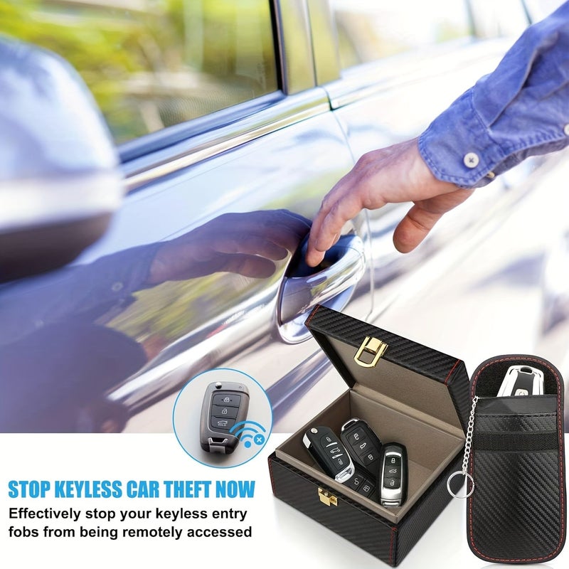 Faraday Box With 2 Faraday Pouches RFID Signal Blocker Set for Car Keys Key Fob Protector Includes Box Green Bag And Blue Pack - Image 5