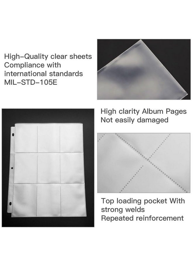 POKONBOY - 288 Pockets Trading Card Sleeves, 9 Pocket Trading Card Binder Sheets Card Storage Album Pages Holders For Standard Size Cards, Sport Cards, Game Cards, Business Cards - Image 1