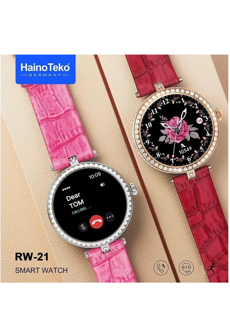 Haino Teko Germany Stylish Smart Watch RW-21 for Girls and Women with Bluetooth Call, Heart Rate and Many More - Gold Dial - Image 1