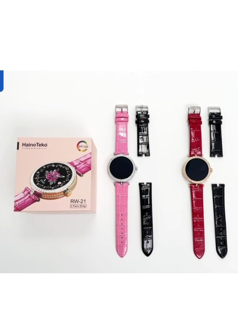 Haino Teko Germany Stylish Smart Watch RW-21 for Girls and Women with Bluetooth Call, Heart Rate and Many More - Gold Dial - Image 5