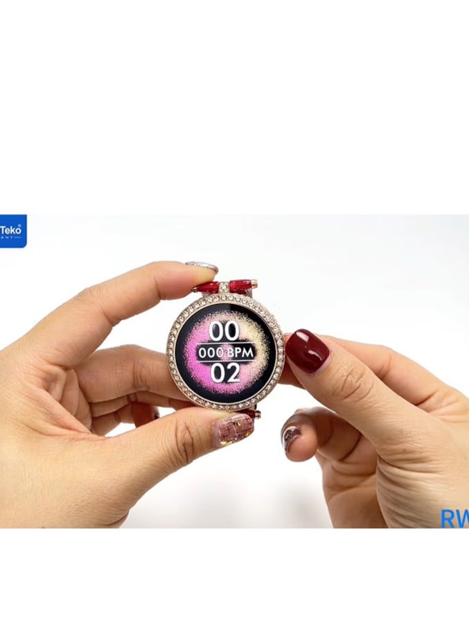 Haino Teko Germany Stylish Smart Watch RW-21 for Girls and Women with Bluetooth Call, Heart Rate and Many More - Gold Dial - Image 4
