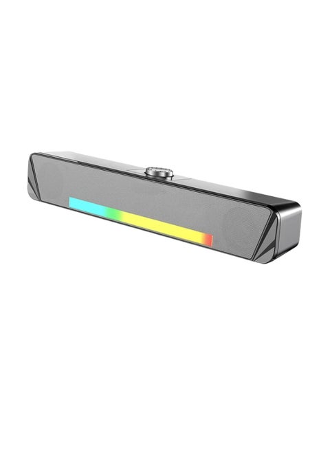 TS33 Soundbar, 4D Shocking High Quality Sound RGB Speaker, Lightweight Durable Wired And Bluetooth Audio Speaker, Compact And Portable Subwoofer For Desk Computer, (1pc, Silver)