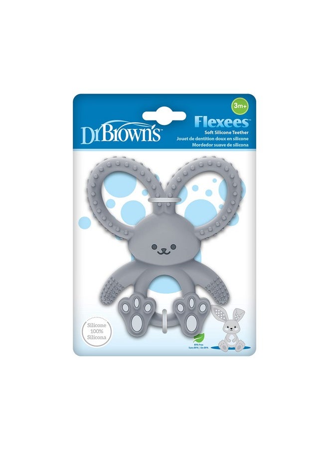 Dr. Brown's Flexees Gray Bunny, Soft 100% Silicone Baby Teether, Bpa Free, 3M+  - Image 2