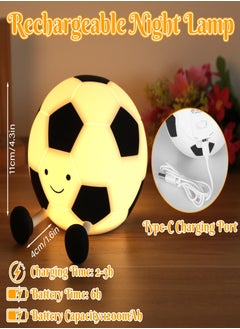 A&W Football Night Light – Rechargeable Cartoon Silicone Lamp with 3-Level Dimming, Touch Control & Timer, Inspires Kids' Love for Football, Bedside Nursery Light for Gifts & Room Décor  - Image 2