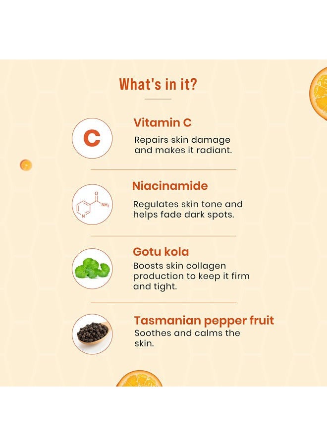 Sirona 20% Vitamin C Face Serum for Men & Women – 30 ml for Repair Skin Damage, Heals Dark Spots & Makes Skin Radiant | with Niacinamide, Gotu Kola & Tasmanian Pepper Fruit - Image 4