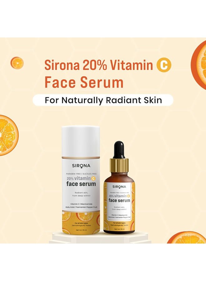 Sirona 20% Vitamin C Face Serum for Men & Women – 30 ml for Repair Skin Damage, Heals Dark Spots & Makes Skin Radiant | with Niacinamide, Gotu Kola & Tasmanian Pepper Fruit - Image 2