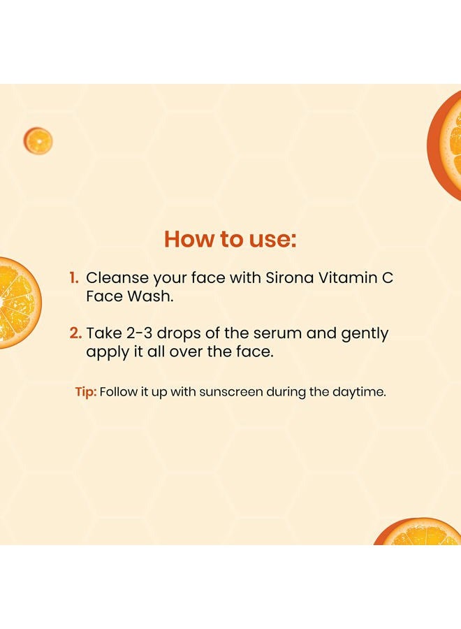Sirona 20% Vitamin C Face Serum for Men & Women – 30 ml for Repair Skin Damage, Heals Dark Spots & Makes Skin Radiant | with Niacinamide, Gotu Kola & Tasmanian Pepper Fruit - Image 5