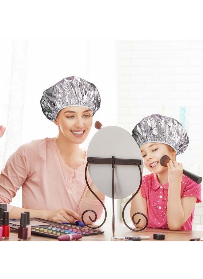 WILLBOND 12 Pieces Deep Conditioning Caps Aluminum Foil Reusable Hair Processing Hair Coloring Shower Caps for Home Salon Use(12 Inch,Golden, Silvery)  - Image 5