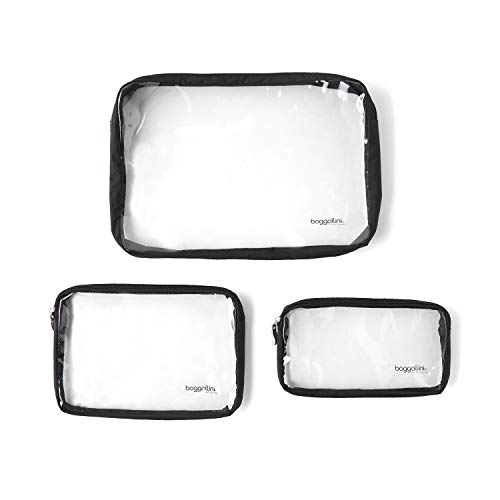 Baggallini Clear Travel Pouches - 3-Piece Cosmetic Bags Set - Lightweight Water Resistant Travel Essential - Image 1