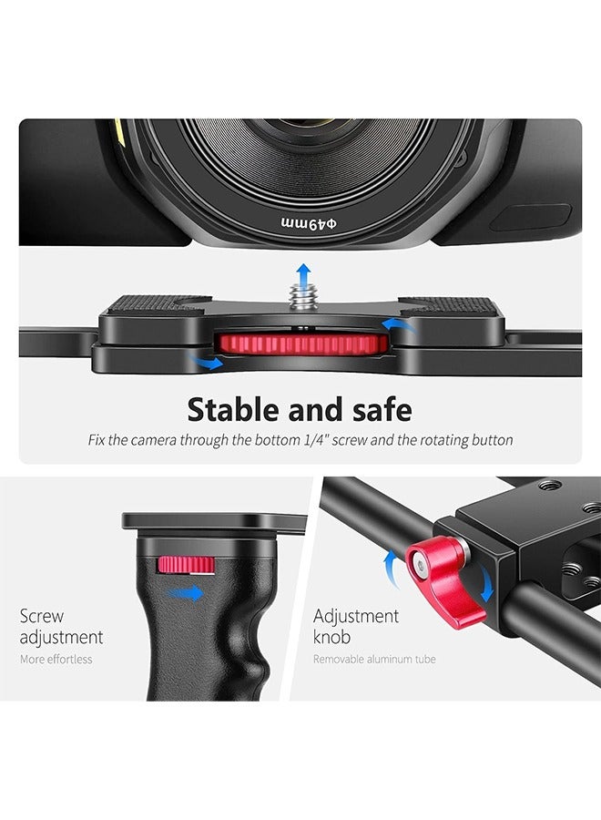 NEEWER Camera Video Cage Film Movie Making Kit, Aluminum Alloy with Top Handle, Dual Hand Grip, Two 15mm Rods, Compatible with Canon Sony Fujifilm Nikon DSLR Camera and Camcorder (Black + Red) - Image 5