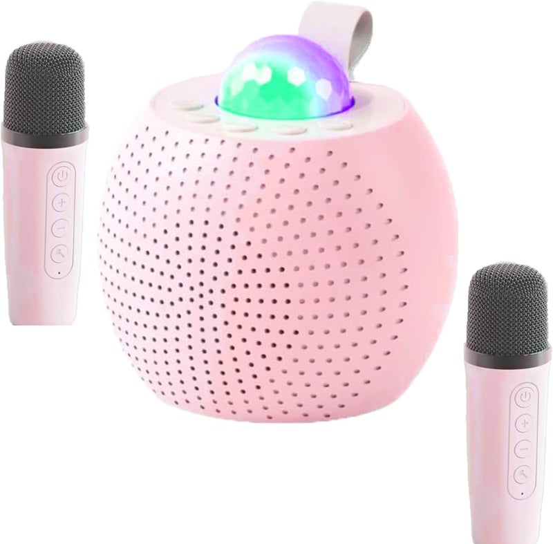 بيلكو سمارت آلة كاريوكي PylcoSmart مع ضوء LED ديسكو للبالغين والأطفال، مكبر صوت كاريوكي بلوتوث مع ميكروفونين لاسلكيين، ألعاب ميكروفون للأطفال للحفلات المنزلية العائلية، هدية عيد ميلاد (وردي مع ضوء LED ديسكو) - Image 1