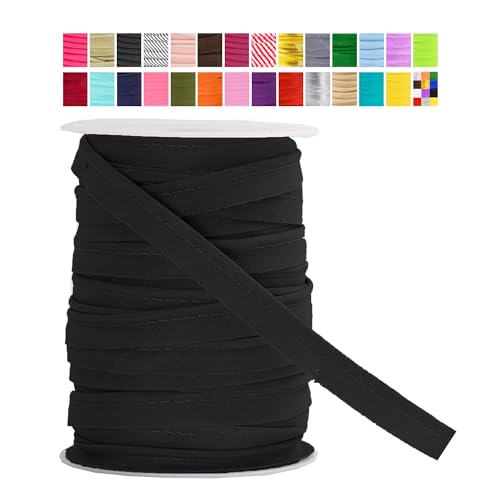 Mandala Crafts Black Maxi Piping Bias Tape with Welting Cord - 1/2 Inch Upholstery Piping Trim for Sewing, Cushions, Slipcovers, and DIY Decor - 55 Yards Lip Cord Trim - Image 1