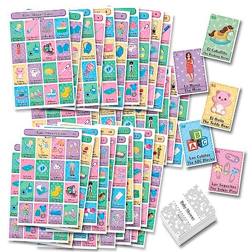 More Fiesta Baby Shower Bingo Tablas Game - Bilingual English Spanish, for up to 40 Players - Image 1