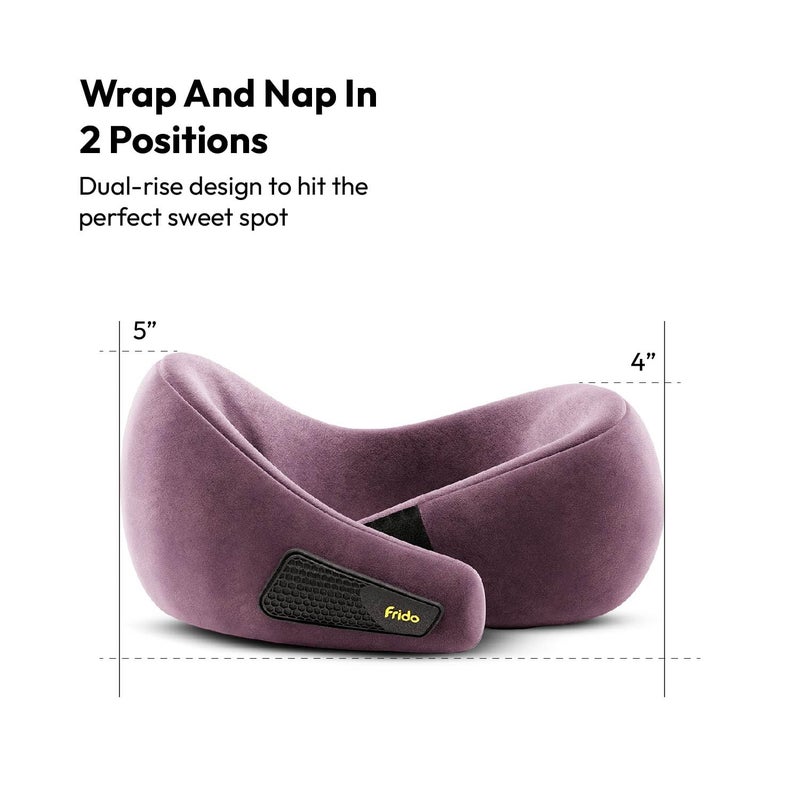 Frido وسادة سفر للرقبة، 100% فوم هاي-بير، وسادة دعم رقبة خفيفة الوزن، وسادة رقبة للسفر بالطائرة، وسادة رقبة للسيارة من فوم الذاكرة، أحزمة فيلكرو قابلة للتعديل، حقيبة سفر مجانية (وردي) - Image 3