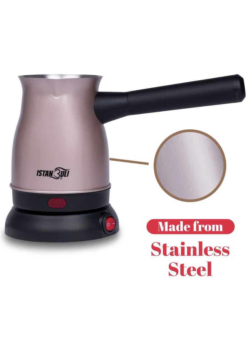 istanbuli istanbuli gold stainless steel turkish coffee maker with 800 w power and 360-degree rotational base  - Image 1