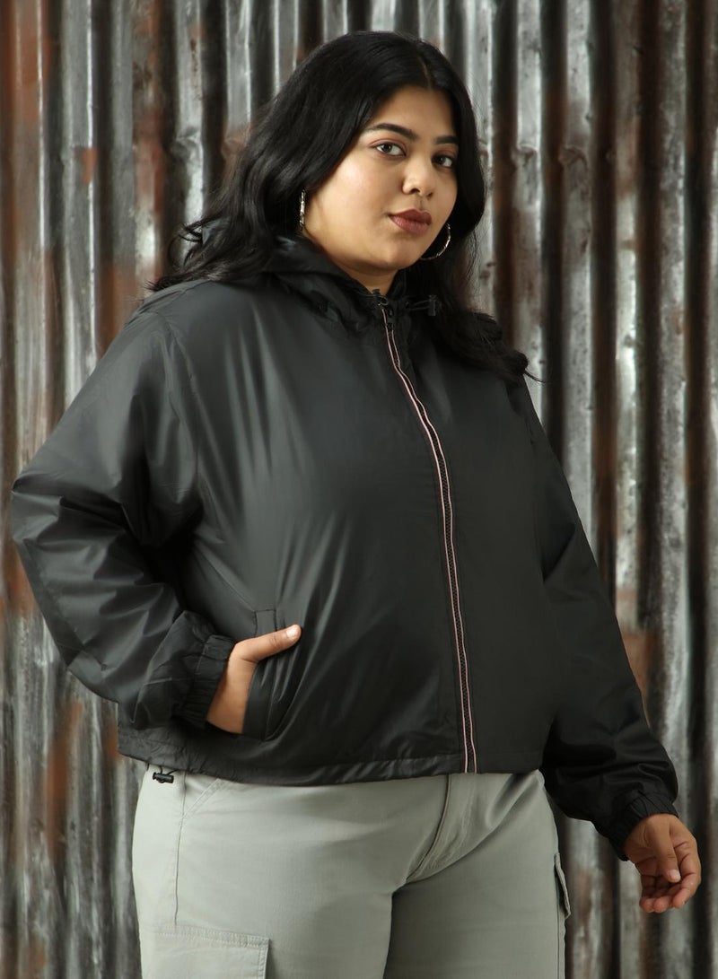 HIGH STAR Women's Black 100% Polyester Solid Jacket - Image 2