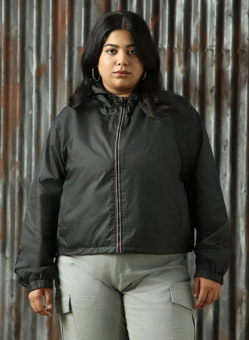HIGH STAR Women's Black 100% Polyester Solid Jacket