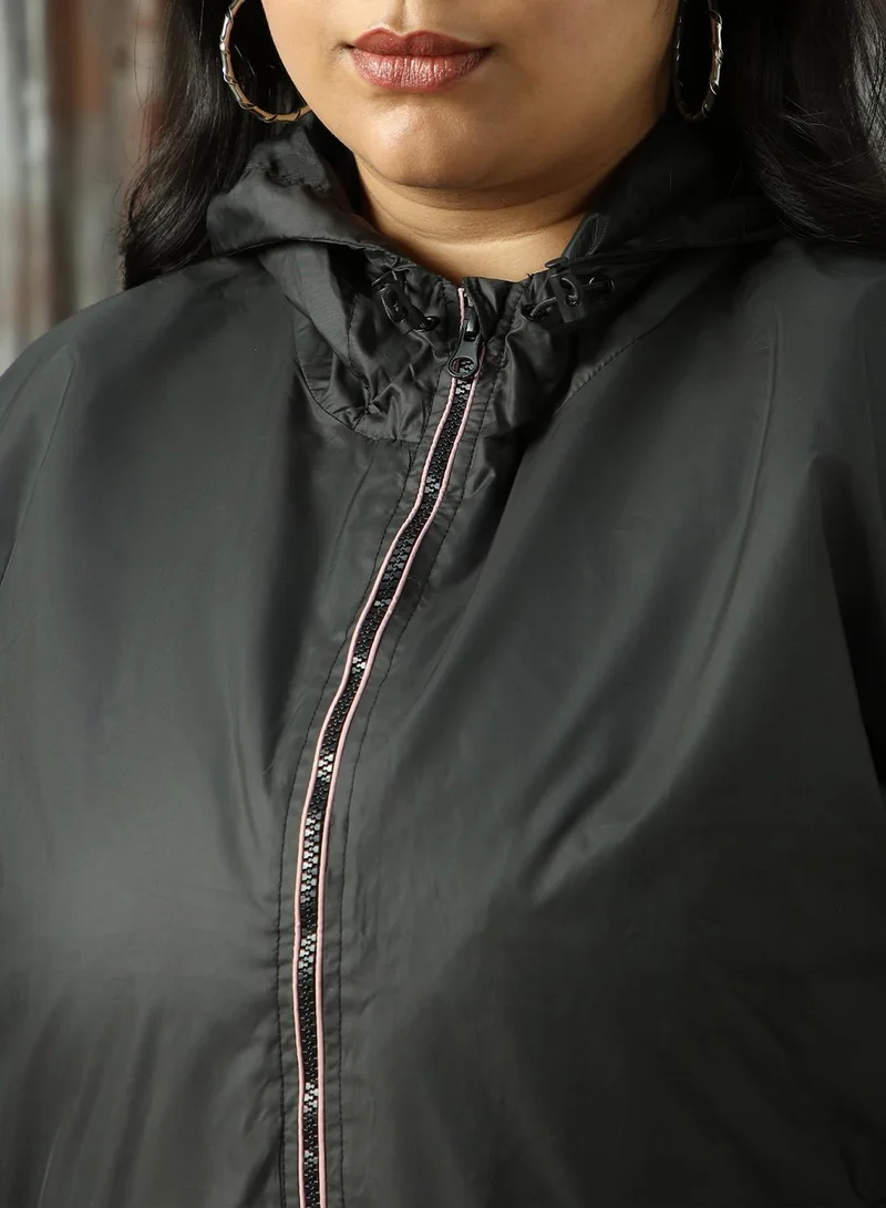 HIGH STAR Women's Black 100% Polyester Solid Jacket