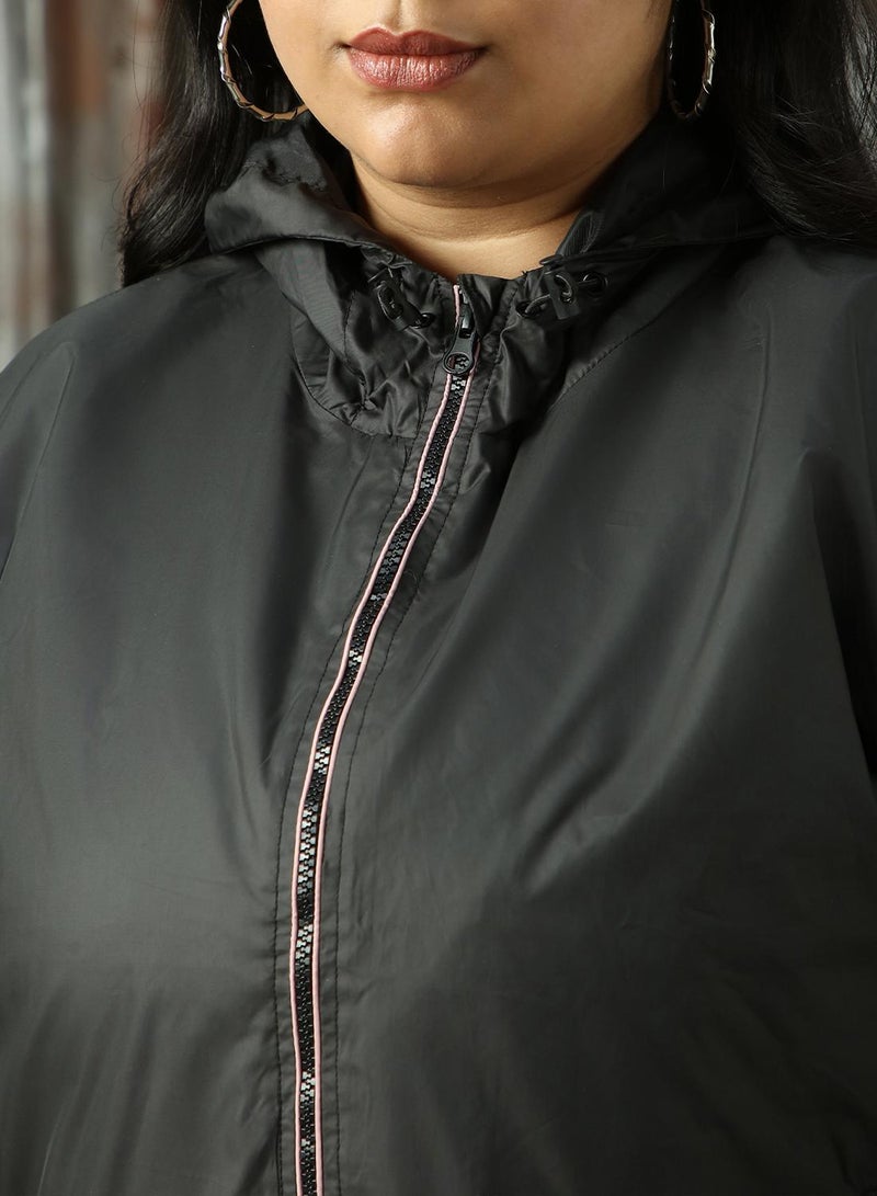 HIGH STAR Women's Black 100% Polyester Solid Jacket - Image 5