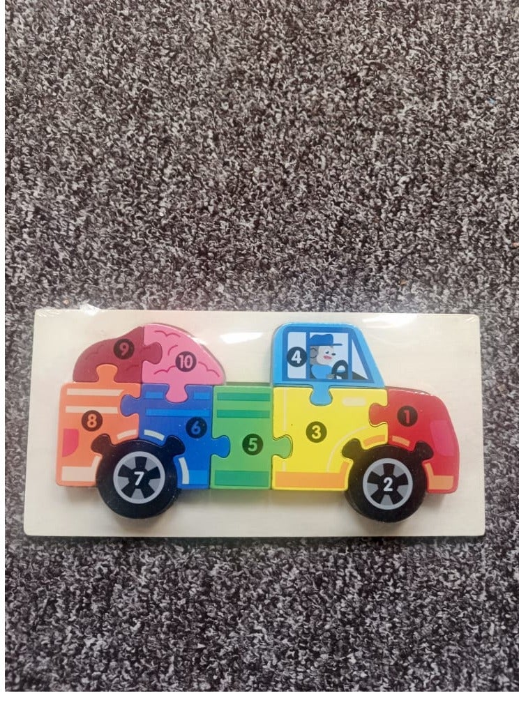 لعبة أحجية خشبية علي شكل سيارة موتيسوري للأطفال