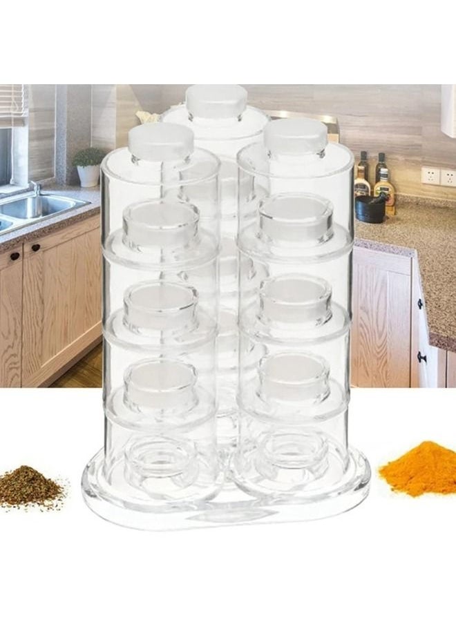 Generic - 12 pieces of 360-degree rotating spice tower Acrylic Spice Rack with Base - Image 1