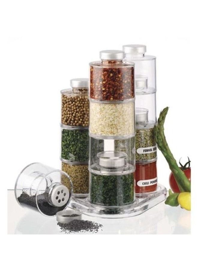 Generic - 12 pieces of 360-degree rotating spice tower Acrylic Spice Rack with Base - Image 1