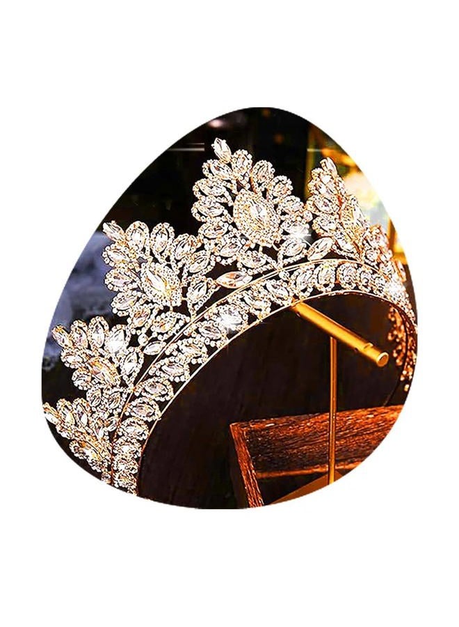 Bmirth Baroque Crown and Tiara Gold Crystal Pearl Bride Wedding Queen Crowns Decorative Princess Tiaras Rhinestone Hair Accessories for Women and Girls (L) - Image 1