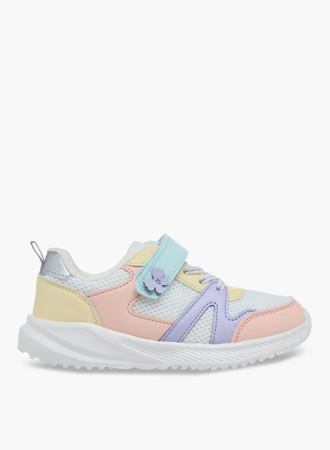 Girls Colourblock Sneakers With Hook And Loop Closure